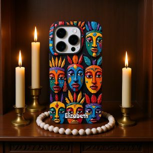Levendige culturele maskers iPhone 16 pro hoesje