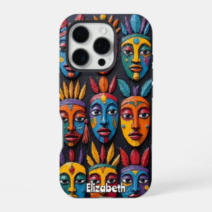 Levendige culturele maskers iPhone 16 pro hoesje