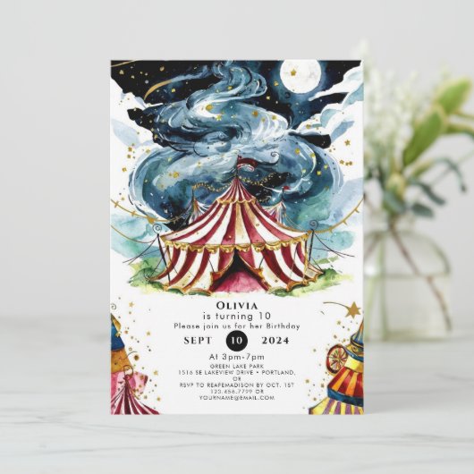 Levendige Custom Circus Verjaardag Kaart (Staand voorkant)