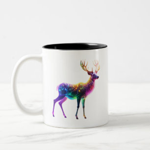 Levendige Cute Glowing Neon Herten Kunst Tweekleurige Koffiemok