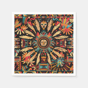 Levendige Cyaan "Aztec Dream" Cocktail Papieren se Servet