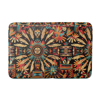 Levendige Cyaan "Aztec Dream" Patroon Pluche Badma Badmat