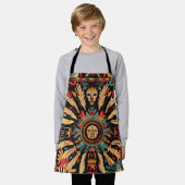 Levendige Cyaan "Aztec Dream" Petite Kitchen Schor Schort (Gedragen)