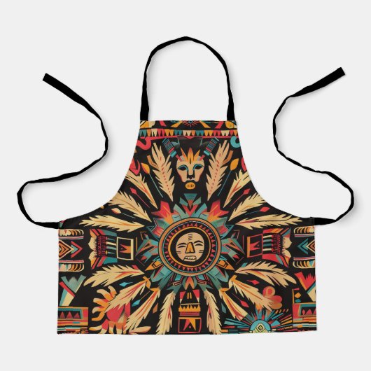 Levendige Cyaan "Aztec Dream" Petite Kitchen Schor Schort (Voorkant)