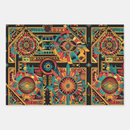Levendige cyaan "Aztec Dream" wrapping mat papier  Inpakpapier Vel
