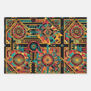 Levendige cyaan "Aztec Dream" wrapping mat papier Inpakpapier Vel
