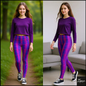 Levendige Cyber Roze Blauwe Glitch Plaid Leggings