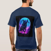 Levendige Cyberpunk Neon Wolf T-shirt (Achterkant)