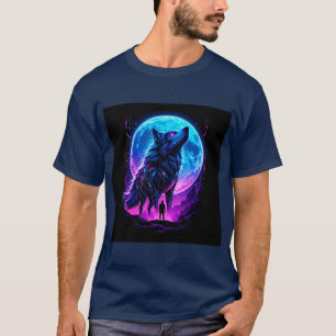 Levendige Cyberpunk Neon Wolf T-shirt