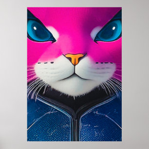 Levendige Cyborg Cat Closeup Poster