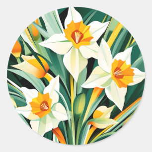 Levendige Daffodil Flowers Plant Ronde Sticker