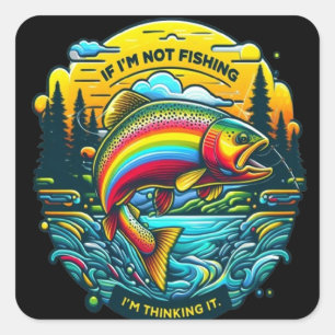 Levendige dageraad op de Angler’s Dream Rainbow Tr Vierkante Sticker