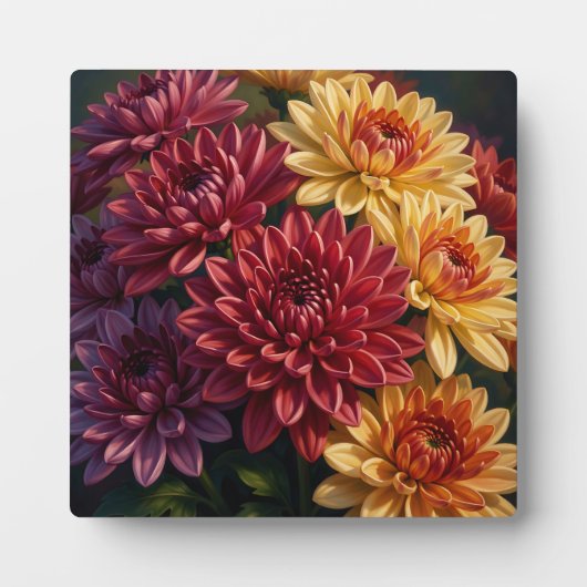 Levendige Dahlia Bloemboeket Fotoplaat (Voorkant)