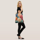 Levendige Dahlia Bloemen Kleurrijke Allover Patroo Tote Bag (Op model)