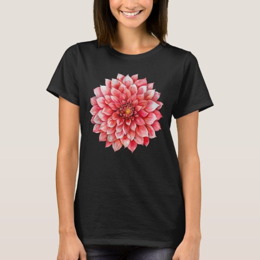 Levendige Dahlia Mandala Flower Graphic T-shirt (Voorkant)
