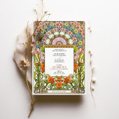 Levendige Daisy & Oranje Blossom Art Nouveau bruil Kaart