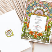 Levendige Daisy & Oranje Blossom Art Nouveau bruil Kaart