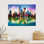 Levendige Dallas Skyline Graffiti Art Poster (Keuken)