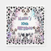 Levendige Dalmatische Puppy Waterverf Verjaardag Servet (Voorkant)