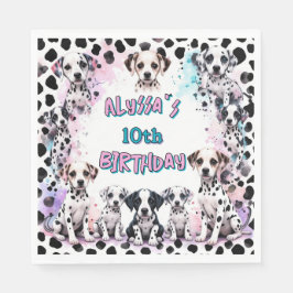 Levendige Dalmatische Puppy Waterverf Verjaardag Servet