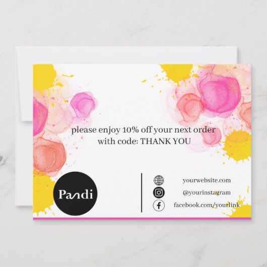 Levendige dankbaarheid bedankkaart (Achterkant)