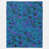 Levendige Dansmuziek Noten Blauw Groen Opgewekt Fleece Deken (Voorkant)