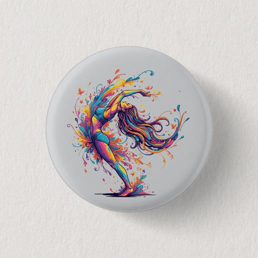 Levendige Dansstroom Abstract Vrouwelijke Kunst Ronde Button 3,2 Cm (Voorkant)