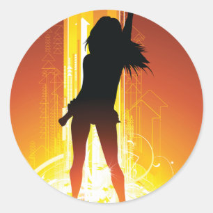 Levendige dansvloer silhouet Pop Art Ronde Sticker