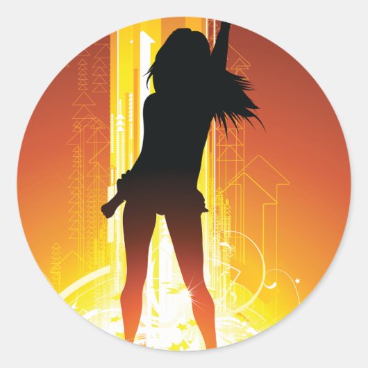 Levendige dansvloer silhouet Pop Art Ronde Sticker (Voorkant)