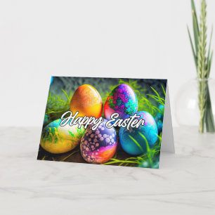 Levendige decoratieve Happy Easter Eggs Feestdagen Kaart