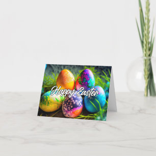 Levendige decoratieve Happy Easter Eggs Feestdagen Kaart