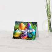 Levendige decoratieve Happy Easter Eggs Feestdagen Kaart (Voorkant)