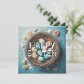 Levendige decoratieve paasei collage kaart (Staand voorkant)
