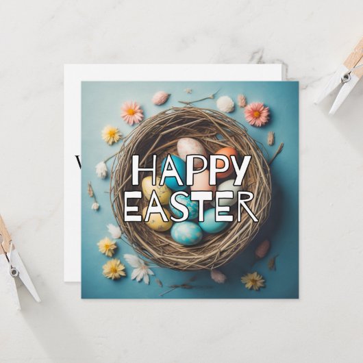 Levendige decoratieve paasei collage kaart (Voorkant / Achterkant in situ)