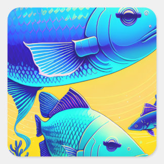 Levendige Deep Blue Fishes Sticker