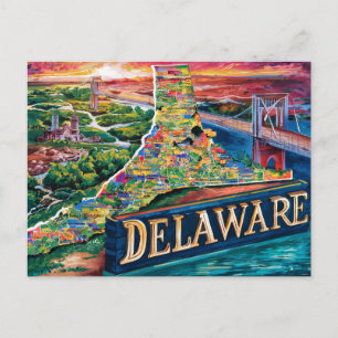 Levendige Delaware-kaartkunst Briefkaart
