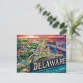 Levendige Delaware-kaartkunst Briefkaart (Staand voorkant)