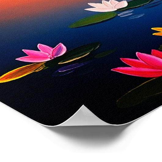 Levendige Desert Oasis Schilderij met Camel Carava Poster (Hoek)