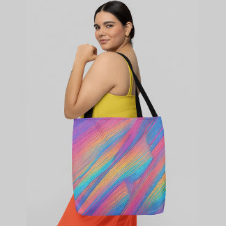 Levendige diagonale strepen in een regenboog van k tote bag