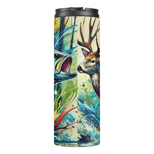 Levendige dieren in het wild, Abstracte waterwerel Thermosbeker (Achterkant)