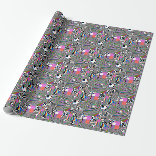 Levendige Digitale Abstracte Geometrische Achtergr Cadeaupapier (Uitgerold)