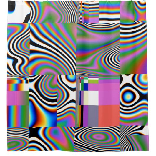 Levendige digitale Abstracte geometrische achtergr Douchegordijn (Voorkant)