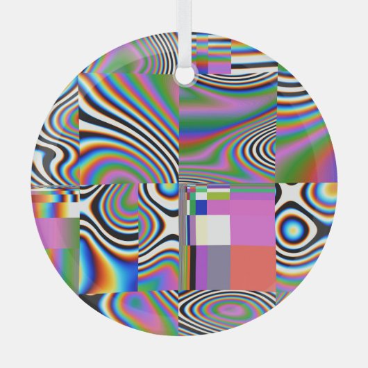Levendige digitale Abstracte geometrische achtergr Glas Ornament (Voorkant)