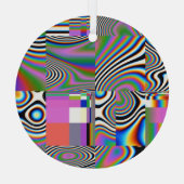 Levendige digitale Abstracte geometrische achtergr Glas Ornament (Achterkant)