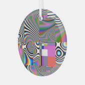 Levendige digitale Abstracte geometrische achtergr Glas Ornament (Voorkant links)