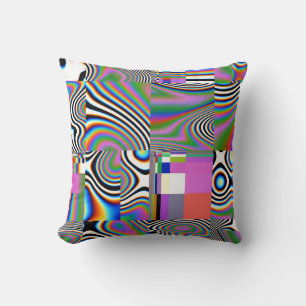 Levendige digitale Abstracte geometrische achtergr Kussen