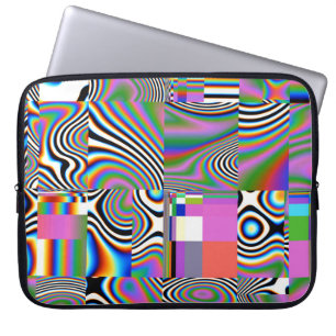Levendige digitale Abstracte geometrische achtergr Laptop Sleeve