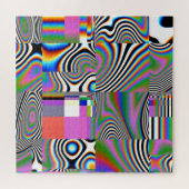 Levendige digitale Abstracte geometrische achtergr Legpuzzel (Horizontaal)