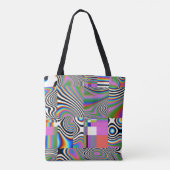 Levendige digitale Abstracte geometrische achtergr Tote Bag (Achterkant)