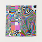 Levendige digitale Abstracte geometrische achtergr Wandkleed (Voorkant (horizontaal))